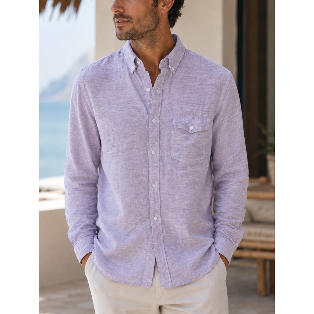 J Crew Baird McNutt Long Sleeve Irish Linen Slim Fit Shirt Mens Medium Purple